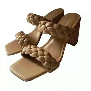 Steven Madden Dixcy Women’s Tan Brown Braided Heelded Sandals 9.5 B